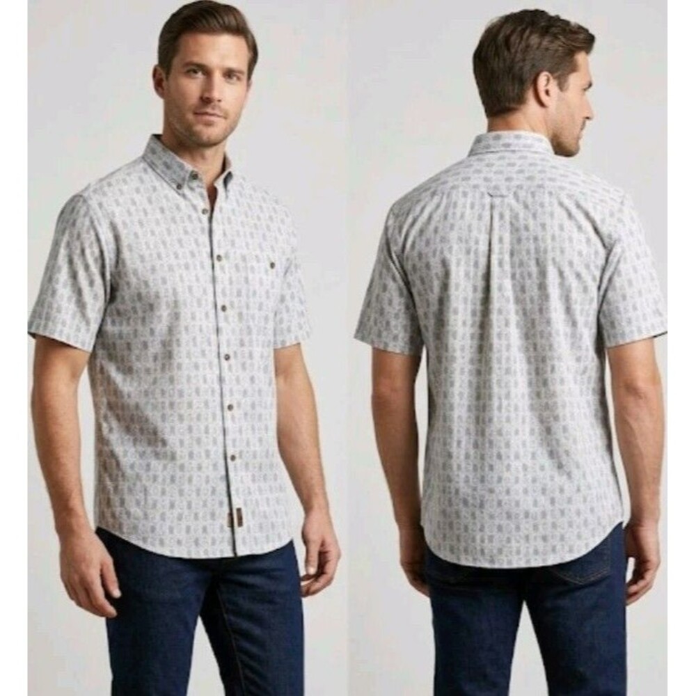 WoolRich Men's Shirt Size M Button Up Short Sleeve Fish Print